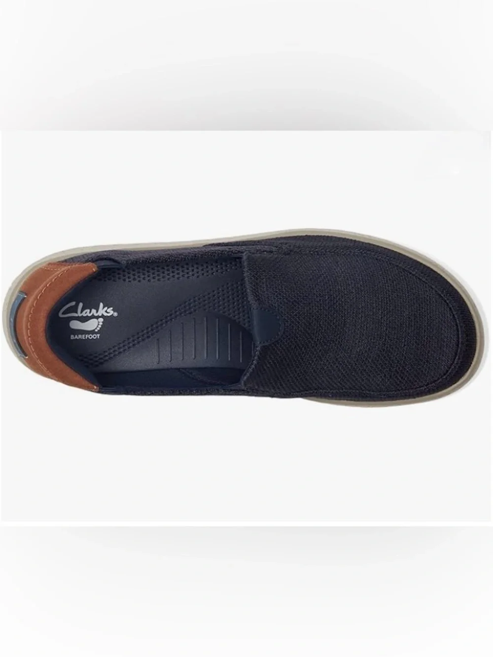 Clarks Navy Knit Slip-On with Brown Heel Tab Size 7.5
